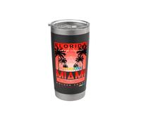 Playeras de Miami Beach Sunset, I Love Miami Florida, Miami Vaso térmico de acero inoxidable de doble pared