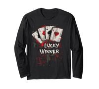 Players de póquer Camiseta Regalo 4 ases Jugando Cartas Lucky Winner Manga Larga