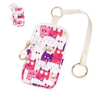 Playexen Estuche desinfectante de manos compatible con T0uch-land, bolsa de soporte para desinfectante de manos con hebilla de anillo y correa de muñeca, bonita bolsa con cremallera para niebla