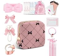Playexen Kit de primera menstruación para adolescentes, pajarita de pana, bonita bolsa de almacenamiento de servilletas sanitarias, bolsa de almohadilla menstrual, soporte de tampón para bolso