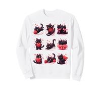 Playful Black Cats with Hearts and Yarn Sudadera