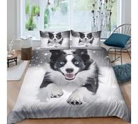 Playful border collie Funda Edredon de poliéster 3 Piezas Diseño 3D con Cremallera Playful border collie Funda de Edredón incluye Funda de Almohada Suave Lavables for Adolescentes Double（200x200cm）