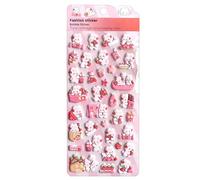 Playful Bunny Stickers - Cute Puff Decals for Creative Projects | Paper Cotton Mix with 3D Bubble Texture, Notebook Scrapbooking Use, Camera Planner Journal Decor, Laptop Phone Bottle