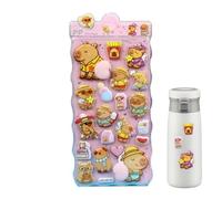 Playful Capybara Stickers - 3d Cartoon Decals for Kids Fun | Pvc with Reusable Party Decorations, Scrapbooking Journal Crafts, Toddler, Birthday, Classroom Supplies, Cute Phone Accessories