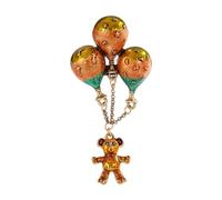 Playful Hot Air Balloon Bear Brooch With Dangling Tassels For Casual Outfits And Everyday Accessories Elegant Daily Wear Bear Brooch