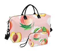 Playful - Juego de 2 bolsas de viaje y cosméticos de color rosa acuarela para mujer, bolsas de fin de semana coloridas