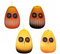 Playful Owl Led Night Light Decor, Halloween Owl Shaped Ghostly Night Light, Cute Ghostly Atmosphere Decorations Pumpkin Nigh Ligh , for Bedroom, Living Room, Bar, Party (mix-4pcs)
