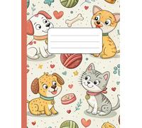 Playful Pets at Recess - Cute Dogs & Cats Composition Notebook: College Ruled Notebook for Kids - 110 Pages, 8.5 x 11 in - White Cover with Adorable ... Playing with a Ball in Soft Pastel Colors