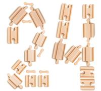 Playful Pupilz 24 conectores de madera para vías de tren, adaptadores de ferrocarril de madera real; compatibles con Thomas, Brio, Melissa & Doug, Chuggington e Imaginarium Kids Toy Railroad Sets