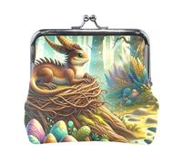Playful Puppies - Monedero multifuncional amarillo con cierre abierto, bolsa de dinero para monedas, 4.5 pulgadas de largo x 4.1 pulgadas de alto, Lagarto de Pascua, Talla única, Lagarto de Pascua