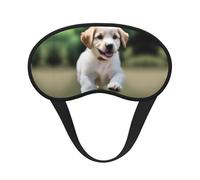 Playful Puppy - Máscara de dormir cómoda de satén con borde negro para bloquear la luz y dormir reparador