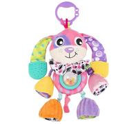 Playgro Activity Friend Dixie Dog, Amigo de Actividades Dixie Dog - Peluche Sensorial para Bebés con Sonajero, Mordedor, Colores Contrastantes y Clip Portátil