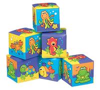 Playgro Cubos Blandos para el Baño, 6 Piezas, Con Animales Multicolores, Desde los 6 Meses, Dimensiones: 7 x 7cm, Rojo/Naranja/Azul/Verde/Lila, 40093