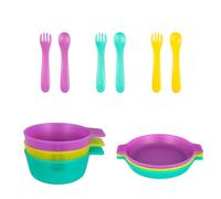 Playgro First Fun Set de Comida Completo 9 Piezas: incluye boles, platos y cubiertos para acompañar al bebé en cada comida
