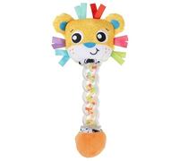 Playgro Lion Rainmaker - Sonajero para estimulación sensorial, juguete musical para bebés, tema de león, ruido de lluvia, tela de acorde gigante, fácil de agarrar, cuentas de colores