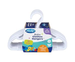 Playgro Pack de 10 Perchas para Bebé Blancas - Perchas Resistentes para Ropa de Bebé y Recién Nacido - Organización de Armario Infantil