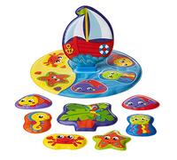 Playgro Puzzle de Baño, 9 Piezas, Con Animales Multicolores, Desde los 6 Meses, Sin BPA, Dimensiones: 25 x 25 cm, Floaty Boat Bath Puzzle, Multicolor, 40172