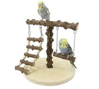 PlaygroBird und Parrot - Soporte de Madera para Loros | Escalera de Escalada para pájaros, Soporte de Entrenamiento para pájaros con Escalera y, percas Naturales para periquitos