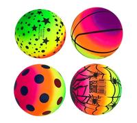 Playground Ball 6 Inch - 1pcs Inflatable Rainbow Ball, Colorful PVC Kickball for Kids, Inflatable Beach Balls for Indoor Outdoor Play Handball Games Playground Sports Party Activities