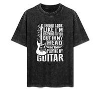 Playing My Guitar - Rock N Roll Guitar, Vintage For Men tee, T T-Shirt Black S