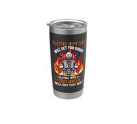 Playing With A Firefighter Funny Fireman Fighters Lovers Vaso térmico de acero inoxidable de doble pared
