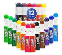 Playkidiz Juego de marcadores de bingo lavables para niños pequeños, 12 colores (40 ml, 1.3 onzas), bolígrafos de bingo a base de agua, marcadores de puntos no tóxicos para niños