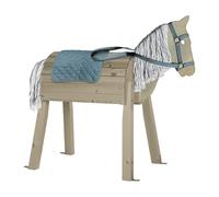 PlayLand ToyLino - Caballo de madera para jardín/exterior - Las patas se pueden colocar en 2 alturas, montadas aprox. 103 x 50,8 x 96 - 99 cm, incluye asiento y espacio de almacenamiento