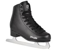 Playlife Classic Black Ice Skate - Patines de hielo para hombre y mujer, piel sintética impermeable, forro de terciopelo cálido, acero inoxidable 303, comodidad y estabilidad para ocio y principiantes