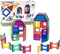 Playmags Conjunto 48 Piezas - con imanes más Fuertes, Tallo Juguetes para los niños, fichas magnéticas y Bloques de construcción, Resistente, Durable con el Super Vivid Borrar Color de los Azulejos