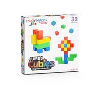 Playmags Cubos Magnéticos Jumbo 32 Piezas - Bloques Grandes de 5.08 cm para Niños Pequeños - Juguete Stem con Sonajero Sensorial, Imanes Fuertes y Desarrollo de Habilidades Motoras y Colores