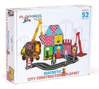 Playmags Juego De 52 Piezas De Bloques Magnéticos para Construcción Urbana, con Grúa Y Carretera, Juguetes Educativos Stem para Niños Y Niñas A Partir De 3 Años.
