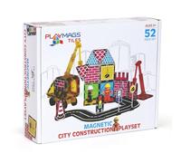 Playmags Juego De 52 Piezas De Bloques Magnéticos para Construcción Urbana, con Grúa Y Carretera, Juguetes Educativos Stem para Niños Y Niñas A Partir De 3 Años.