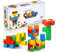 Playmags Juguete De Construcción con Bloques Magnéticos, 64 Cubos Magnéticos, Juguetes Stem para Niños Pequeños y Preescolares, Juguete Educativo De Construcción Sensorial para Niños y Niñas.