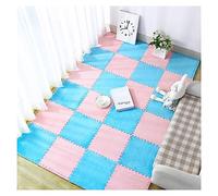 Playmat Interlocking Carpet Tiles Pack of 10 Multicolor 12x12 Inch(Blue+Pink)