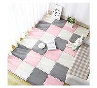Playmat Interlocking Carpet Tiles Pack of 10 Multicolor 12x12 Inch(White+Gray+Pink)