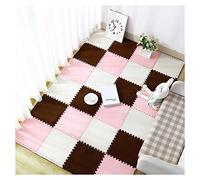 Playmat Interlocking Carpet Tiles Pack of 10 Multicolor 12x12 Inch(White+Pink+Coffee)
