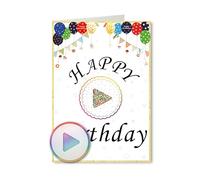 PlayMegram Tarjeta de cumpleaños de audio con USB y 128 MB de memoria, mensajes de voz propios y música, tarjeta de felicitación de audio, tarjeta de felicitación de cumpleaños, regalo creativo