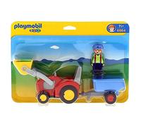 PLAYMOBIL 1,2,3 6964 Tractor con Remolque, a Partir de 18 Meses