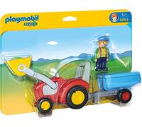 PLAYMOBIL 1,2,3 6964 Tractor con Remolque, a Partir de 18 Meses