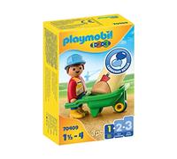PLAYMOBIL 1,2,3 70409 Obrero con Carretilla, De 1,5 a 4 años