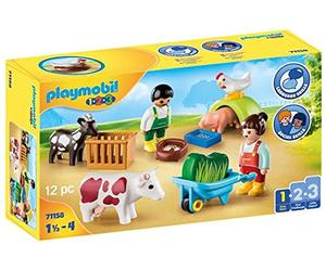 PLAYMOBIL 1,2,3 71158 Granja con Simpáticos Animales de Granja y Figuras, Juguetes Educativos y de Motricidad para Niños Pequeños, Primeros Juguetes para Niños de 1,5 a 4 Años