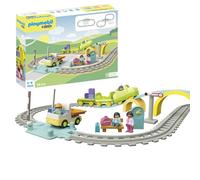 PLAYMOBIL 1.2.3 71593 Gran Tren, con vagones, barreras y un Reloj, Juguete Educativo para Que los niños descubran Las Funciones básicas, Juguete para niños a Partir de 12 Meses