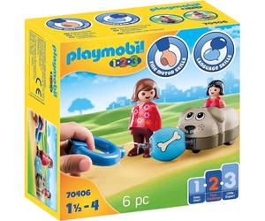 PLAYMOBIL 123 vagón mi perro (70406) cuidan y juegan con su perro de juguete.