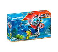 PLAYMOBIL 70142 City Action Rescate Marítimo, Operación Medio Ambiente con Bote de Buceo, Juguete para niños a Partir de 4 años, Multicolor