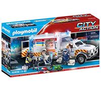 PLAYMOBIL 70936 City Action Vehículo de Rescate, US Ambulance, con Luz y Sonido, Juguete para Niños a Partir de 5 Años, Multicolor