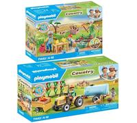 PLAYMOBIL 71442 Tractor con remolque y depósito de agua y 71443 jardín idílico de verduras con los abuelos
