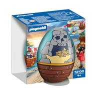 Playmobil 72100 Play Egg: Pirata - Huevo Sorpresa con Piratas, cañón, Cofre del Tesoro y Accesorios, Mini Escena para Construir, Estuche Reutilizable para Huevos para niños y niñas a Partir de 4 años