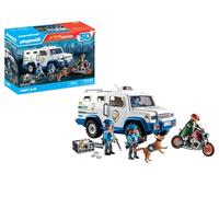 PLAYMOBIL Action Heroes 71597 Transportador de Dinero, Incluye Tres Oficiales de policía, un Delincuente en Motocicleta y un Perro policía, Juguetes para niños y niñas a Partir de 4 años