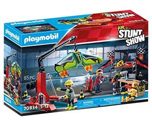 PLAYMOBIL Air Stuntshow 70834 Estación de Servicio, Taller para Aviones de Juguete, Juguetes para niños a Partir de 5 años