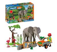 PLAYMOBIL | Animal & Friends |Elefante con Cuidador | Set de Juguetes para el zoológico con 4 Animales y Accesorios | para niños a Partir de 4 años | 72068